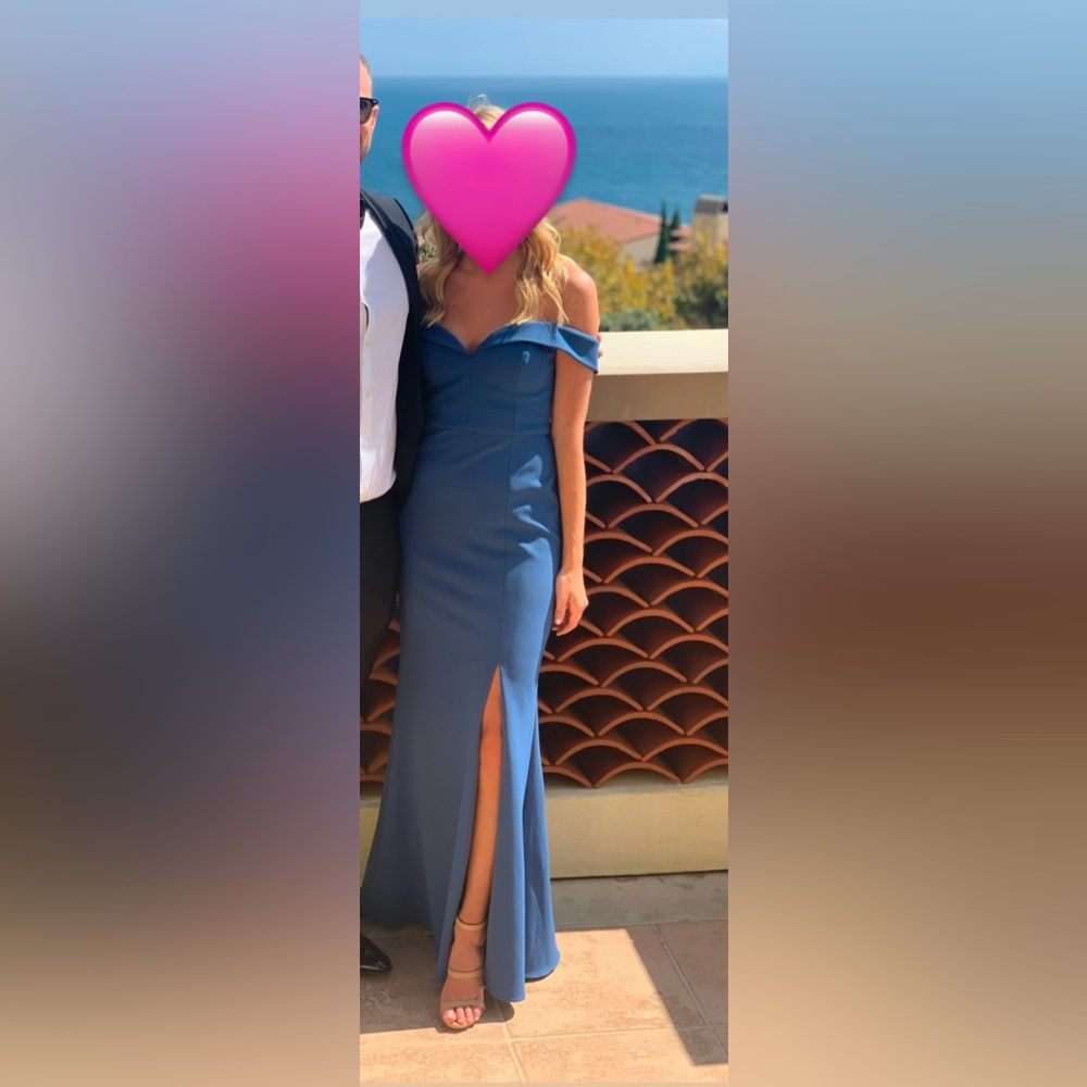 Aidan Mattox Blue Off the Shoulder Gown
